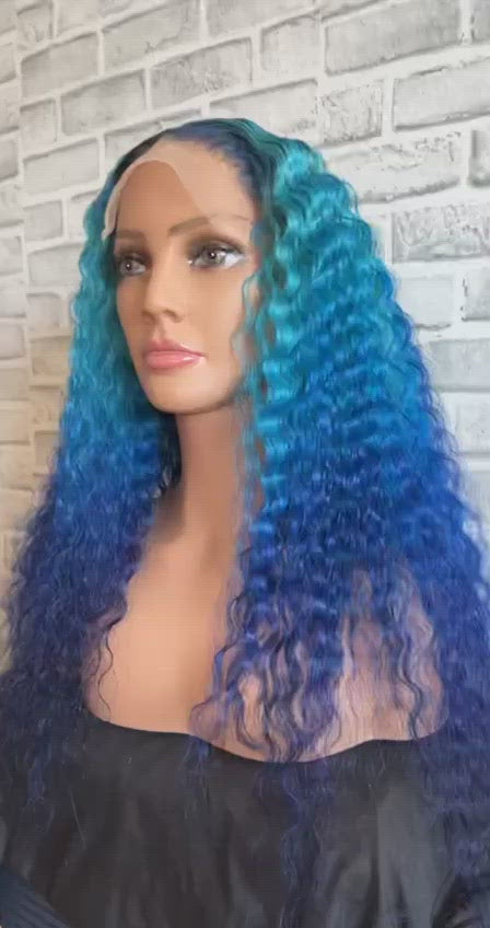 OCEAN BLUE 5X5 CLOSURE WIG GLUELESS